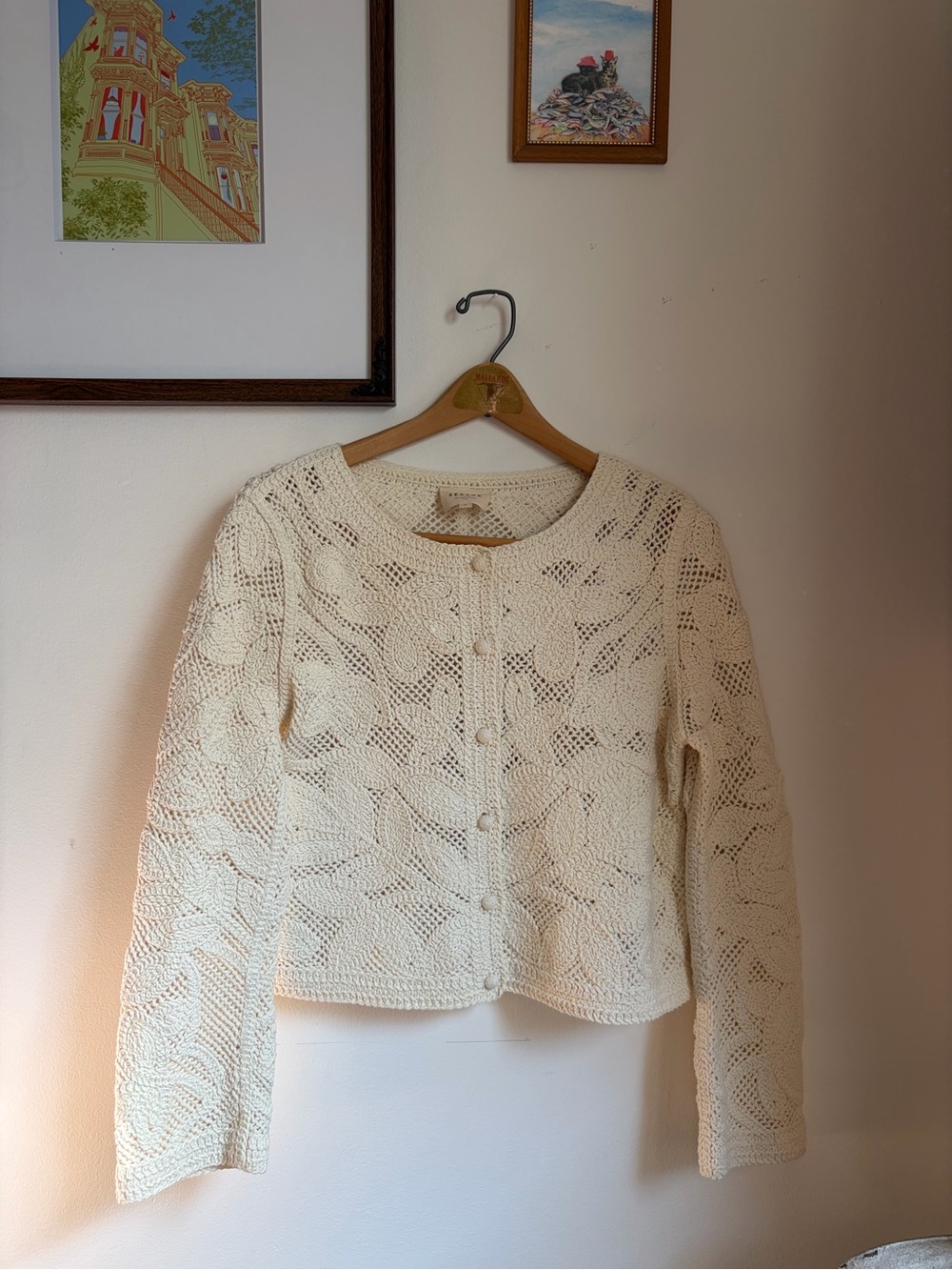 Sezané Flower Print Crochet Cardigan